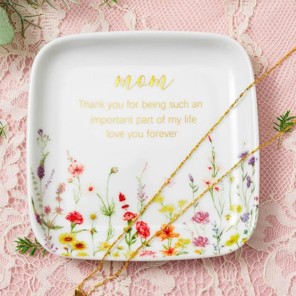 Crisky Jewelry Ring Dish for Mom Birthday Gifts Thinking of You Gift for Mom Mother's Day Gift from Daughter Son for Thanksgiving Christmas Valentine Gift Ideas (Love You Forever) Thrinket Tray
