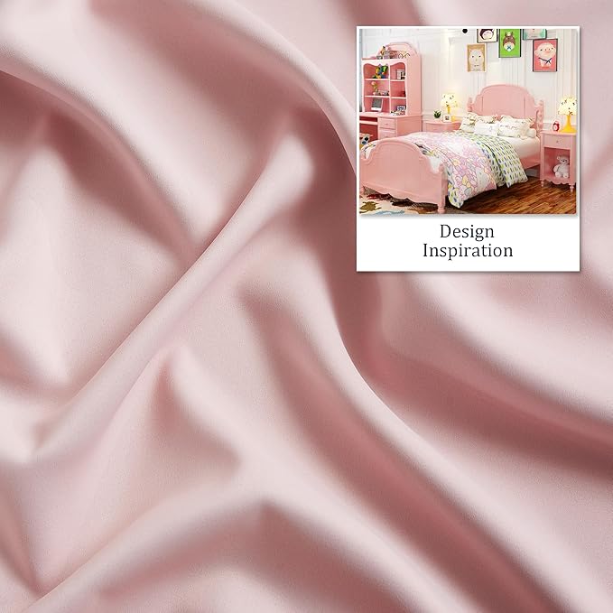 DUALIFE Blackout Curtains Baby Pink 90 Inch Length - Bedroom Black Out Drapery Room Darkening for Nursery Thermal Insulated Grommet Curtain Panel Pair 52 x 90 Inches Long, 2 Panels