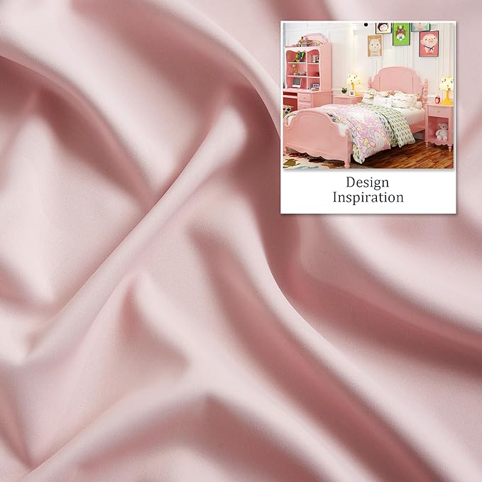 DUALIFE Pink Curtains for Bedroom 72 Inch Length Darkening Curtains for Girls Room Decoration Baby Pink Thermal Insulated Blackout Window Drape 42''x72'' Set of 2 Panels Grommet Top