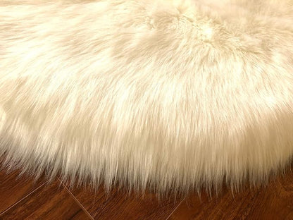 Free Shape Luxury Soft Fluffy Shag Area Rug Double 2'x6', 60x180cm - Vegan Fur Ultra Soft Indoor Carpet Nursery Rugs for Bedroom Home Decor, Cream