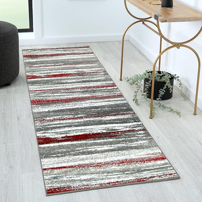LUXE WEAVERS Modern Abstract Red 2x7 Area Rug