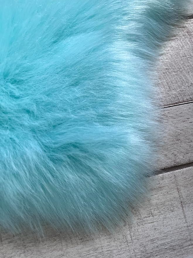 Free Shape Luxury Soft Fluffy Shag Area Rug Triple Side by Side 3'x6', 90x180cm - Vegan Fur Ultra Soft Indoor Carpet Nursery Rugs for Bedroom Home Decor, Blue