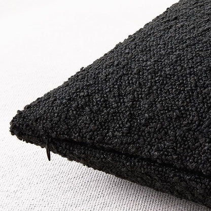 Mixhug Decorative Boucle Throw Pillow Covers, Black, 20 x 20 Inches, Pack of 2 - Textured Boho Pillow Covers for Couch and Bed