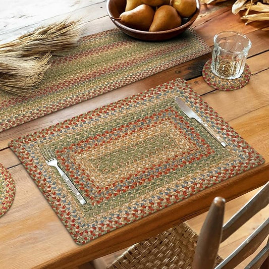 Homespice Azalea Dining Placemats, Warm Country Primitive Decor, Set of 6, Multicolor - 13x19 Rectangle Table Mats - Vibrant Colors, Durable, Easy to Clean and Protects Furniture