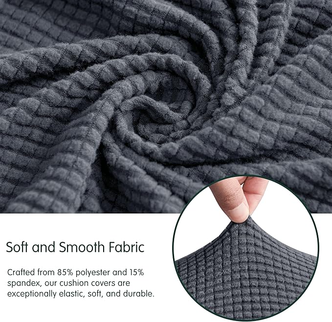 CHUN YI 2Piece Stretch Couch Cushion Covers, Sofa Seat Slipcovers for Pets, Suitable for Armchair Loveseat Sofa with Spandex Jacquard Washable Fabric (2Piece,Grey)