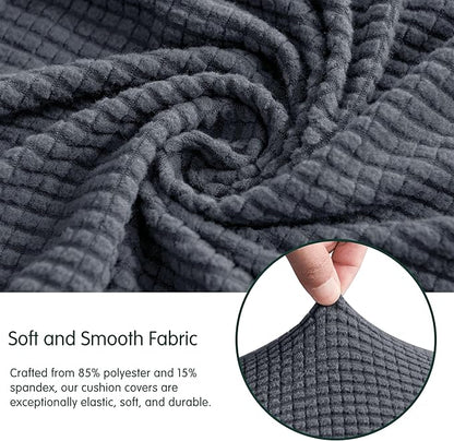 CHUN YI 2Piece Stretch Couch Cushion Covers, Sofa Seat Slipcovers for Pets, Suitable for Armchair Loveseat Sofa with Spandex Jacquard Washable Fabric (2Piece,Grey)