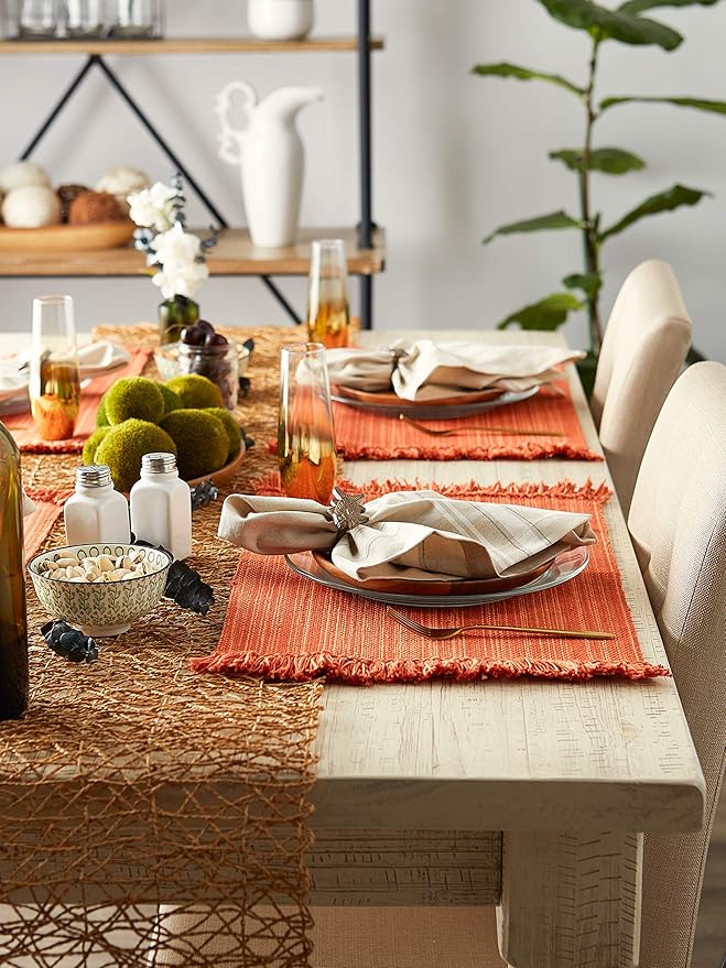 DII Variegated Tabletop Collection, Placemat Set 13x19, Spice, 6 Piece