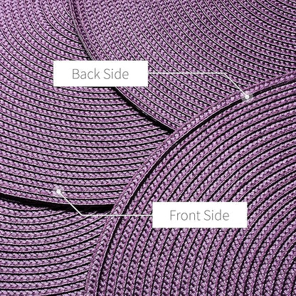 AHHFSMEI Round Braided Placemats 15 Inch Round Table Mats for Dining Tables Natural Woven Heat Resistant Place mats Set of 6 (Plum Purple)