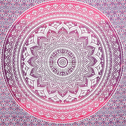 raajsee Large Pink Ombre Mandala Tapestry Wall Hanging,Indian Cotton Beach Throw Blanket Hippie Bohemian Elephant Queen Boho Décor,Meditation Yoga Mat Rugs 82x92 Inches