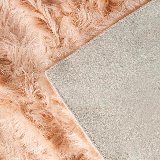 SAFAVIEH Faux Sheep Skin Collection 2' x 3' Light Pink FSS235U Silken Glam 2.35-inch Thick Accent Rug