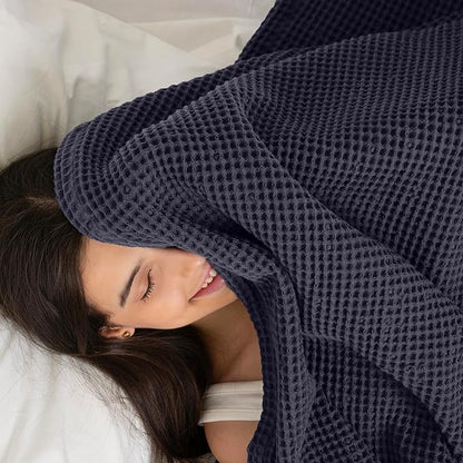 Organic Cotton Waffle Blanket King Size (104" x 90") – Lightweight, Breathable & Ultra-Soft All-Season Blanket for Adults, Teens & Toddlers – Perfect for Summer, Spring & Winter – Grey