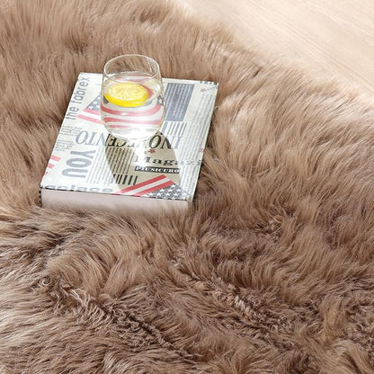 Beige Area Rugs for Living Room Bedroom Nursery 9X12 Washable Faux Sheepskin Fluffy Fur Rug Kids Room Decor Soft Cozy Home Décor