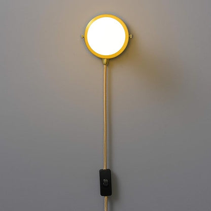 BRIGHTTIA Plug-in Simple Ring Wall Sconce Light - Brushed Gold - Modern Minimalist Lighting for Apartments and Dorms - Mid Century Industrial Exposed Bulb Wall Lamp - 15Ft Fabric Cord (BW0005-1GP)