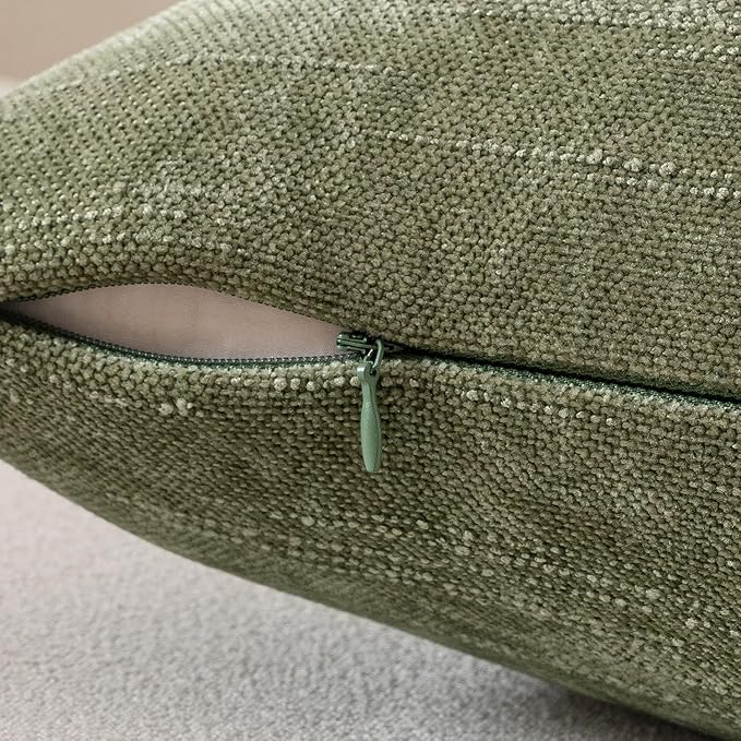 MIULEE Pack of 2 Decorative Throw Pillow Covers Soft Chenille Throw Pillows Solid Textured Cushion Covers for Spring Couch Sofa Bedroom Living Room 18x18 Inch, Sage Geen