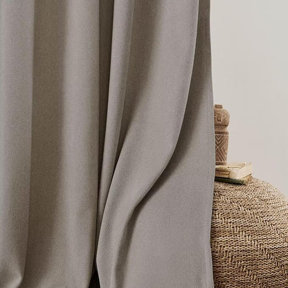 Joydeco Faux Linen Curtains 96 Inch Length 2 Panel Set, Light Filtering Curtains for Bedroom, 52 Inche Wide Living Room Drapes with Rod Pockets (52x96 inch, Linen)