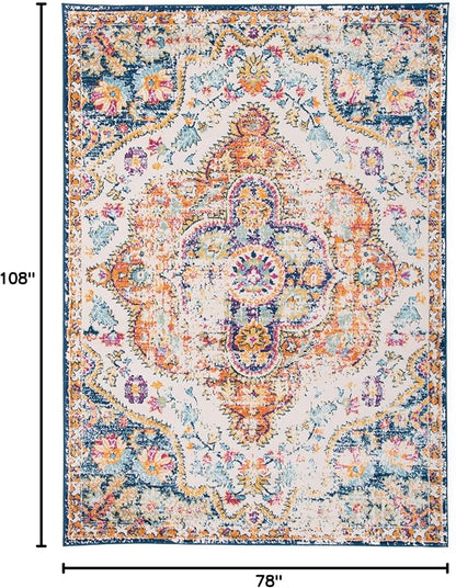Rugshop Vintage Distressed Bohemian Area Rug for Living Room,Bedroom,Dining Room – Vibrant Multi-Color Tribal Design, 6'6" x 9'