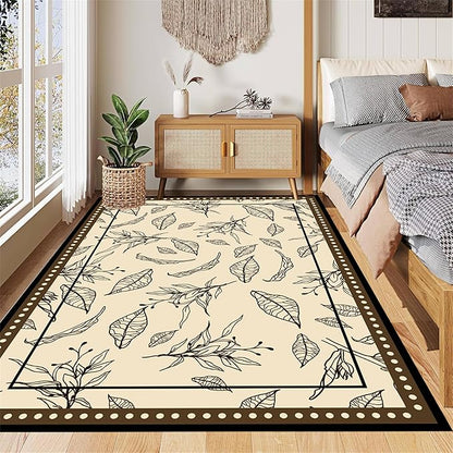 Modern Moroccan Boho Area Rug 5x6ft, Grayish White Low Pile Carpet, Non-Slip & Machine Washable Rug for Living Room, Bedroom, Dining Room, Nursery, Dorm