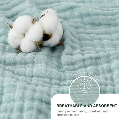 Love's cabin 6 Layer 100% Cotton Muslin Blanket, 90"x90" Muslin Blanket Queen for Couch Bed, Lightweight and Breathable Cotton Gauze for Adult, Cyan