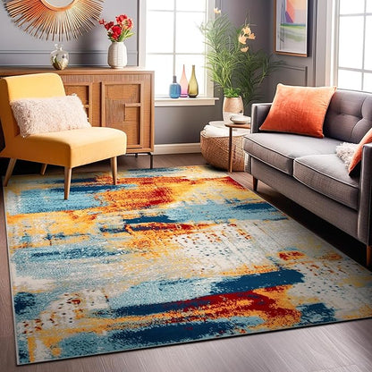 Rugshop Sky Collection Abstract Area Rug, Non-Shedding Carpet for Living Room,Bedroom or Dining Room, 5' x 7'