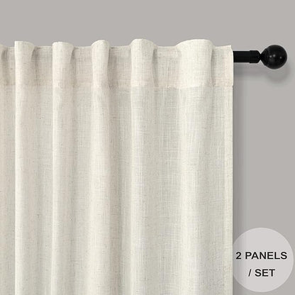 Pitalk Cream Curtains 78 Inches Long for Sliding Glass Door 2 Panels Set Rod Pocket Modern Farmhouse Semi Sheer Natural Linen Drapes Ivory Colored Curtain for Living Room Pinch Pleated Look 78 Length