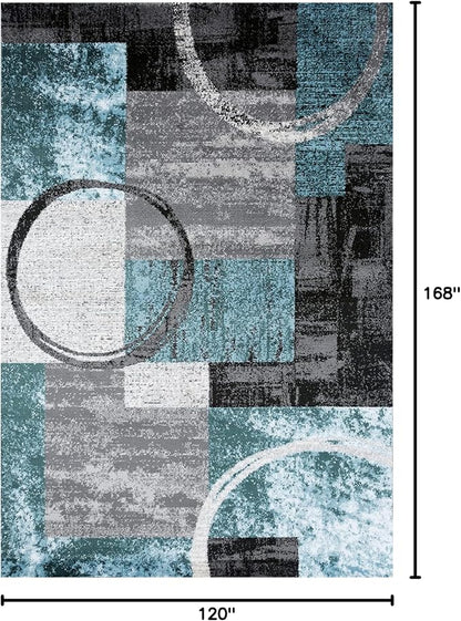 Rugshop Contemporary Circle Design Area Rug, Non-Shedding Carpet for Large Living Room, Dining Room, or Open Space, Gray, 10' x 14'