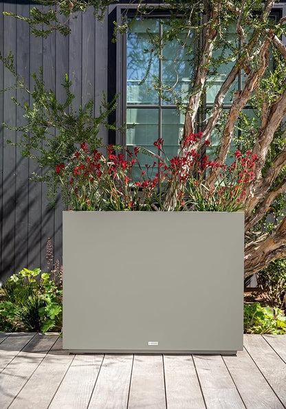 Veradek Block Series Span Plastic Planter - Tall Rectangular Planter for Indoor or Outdoor Patio/Porch | Durable All-Weather with Removable Insert Bucket | Modern Design for Plants, Flowers, Garden