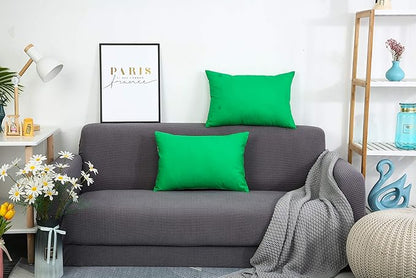 TangDepot Handmade Decorative Solid 100% Cotton Canvas Throw Pillow Covers/Pillow Shams, (12"x18", Bright Green)