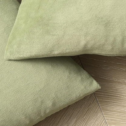 24x24 Velvet Pillow Covers Set of 2 Sage Green Decorative Square Throw Pillowcase Soft Solid Cushion Covers for Bedroom Living Room Outdoor Indoor Decoration