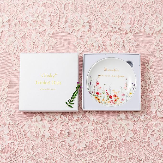 Crisky You Are Awesome Jewelry Ring Dish for Women Birthday Gifts Friendship, Inspirational Gifts Female Encouragement Gift Trinket Tray for Her Sisters Daughters Friend Cowoker Mom Aunt