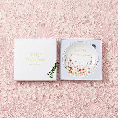 Crisky You Are Awesome Jewelry Ring Dish for Women Birthday Gifts Friendship, Inspirational Gifts Female Encouragement Gift Trinket Tray for Her Sisters Daughters Friend Cowoker Mom Aunt