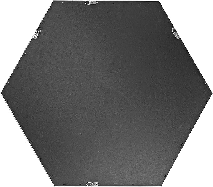 Kate and Laurel Rhodes Modern Hexagon Wall Mirror, 30 x 30, Natural Teak, Chic Geometric Mirror for Wall