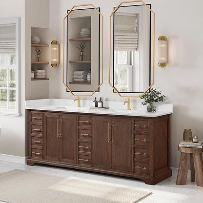 55"x28" Black Large Decorative Vanity Wall Mirror, with Gold Metal Frame, Modern Accent Horizontal Mirror for Living Room, Bedroom, Entryway