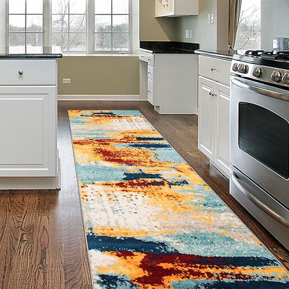 Rugshop Sky Collection Abstract Runner Rug, Non-Shedding Carpet for Hallway or Entryway, 2' x 7'