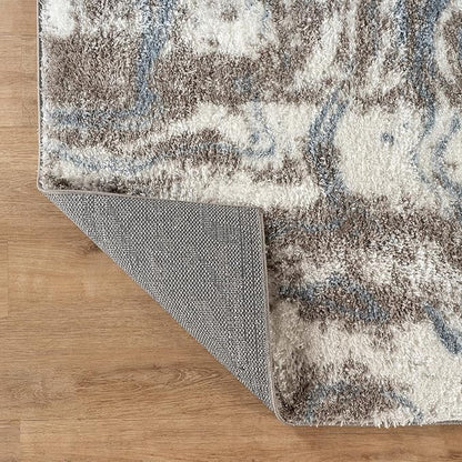 Rugshop Abstract Marble Shag Area Rug Blue 2' x 3' Ideal for Entryways, Kitchens, or Small Spaces