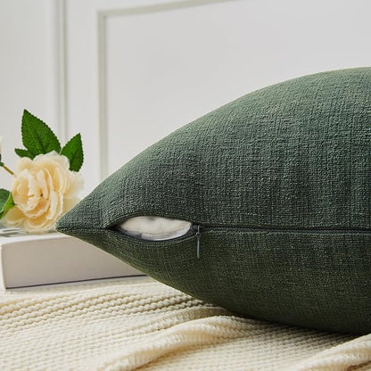 GAWAMAY Decorative Square Throw Pillow Covers 18"x18" Inch Set of 2, Super Soft Chenille Pillows Cover Pillowcase for Living Room Bedroom Sofa Couch Cushion Cover Dark Green 45x45cm (No Insert)