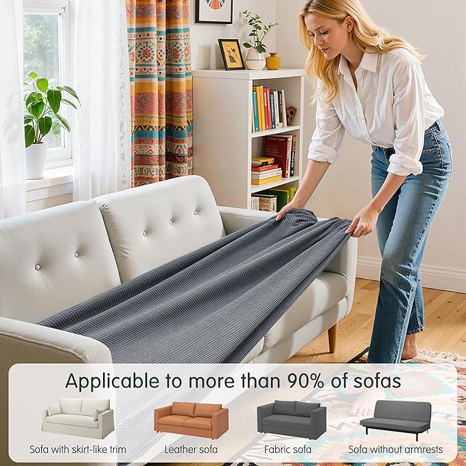 Hokway Couch Cushion Covers Stretch Cushion Covers Sofa Seat Cushion Slipcover Cushion Protector(Light Gray, Medium)