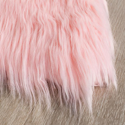 SAFAVIEH Faux Sheep Skin Collection 4' x 6' Pink FSS115G Silken Glam 2.35-inch Thick Area Rug