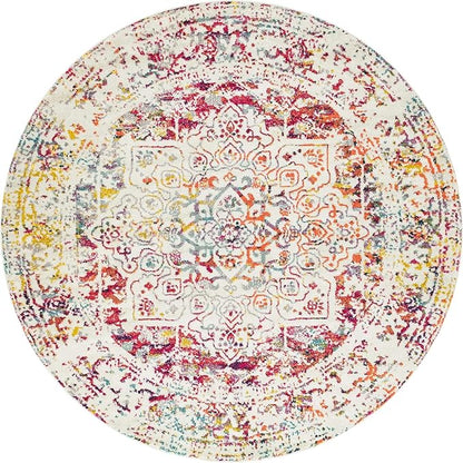 Rugs.com Arlington Collection Rug – 8 Ft Round Multi Medium-Pile Rug Perfect for Kitchens, Dining Rooms