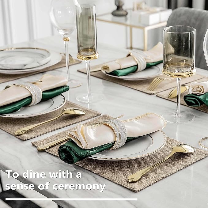 Home Brilliant Linen Placemats Set of 4 Heat Resistant Dining Table Cloth Place Mats Kitchen Table Mats Placemats Table Spring Decor, Natural Linen