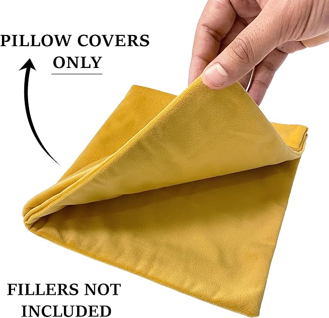 RELY+ Pack of 2 Throw Pillow Covers 16x16 Inch Velvet Soft Cozy Solid Decoration Gifts Pillow Covers Luxury Cushion Case for Sofa Couch Bedroom Living Room (Gold, 18 X 18)
