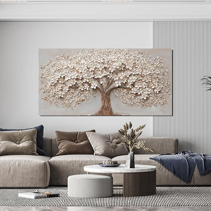 Canvas Wall Art Decor Botanical Wall Art Pictures for Living Room Canvas Art Wall Decor Tree of Life Wall Art Decor Modern Large White Wall Art Prints Artwork for Walls Bedroom Office Decor 24" X 48"