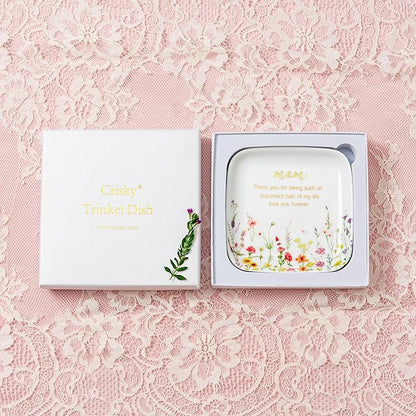 Crisky Jewelry Ring Dish for Mom Birthday Gifts Thinking of You Gift for Mom Mother's Day Gift from Daughter Son for Thanksgiving Christmas Valentine Gift Ideas (Love You Forever) Thrinket Tray