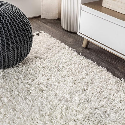 JONATHAN Y Mercer Shag Plush Tassel White Indoor Area Rug, 5x8, Contemporary, Modern, Easy-Cleaning for Living Room, Bedroom, Kitchen, Pet Friendly, Non-Shedding (MCR100A-5)