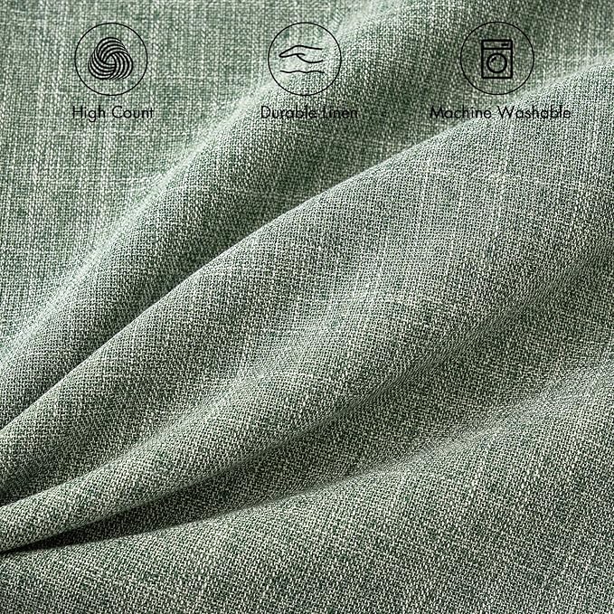 MIULEE Pack of 2 Decorative Linen Burlap Textured Pillow Covers Farmhouse Boho Accent Pillowcases Spring Home Decor for Couch Sofa Bedroom Living Room 16x16 Inch Sage Green