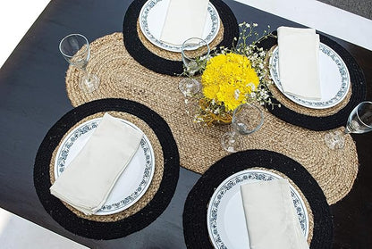 Chardin home Jute Braided Oval Table Runner | Boho Table Runner | Artisanal Center Piece for Table, Chests, Counter Tops and More | Handmade Natural Jute 13"x48"
