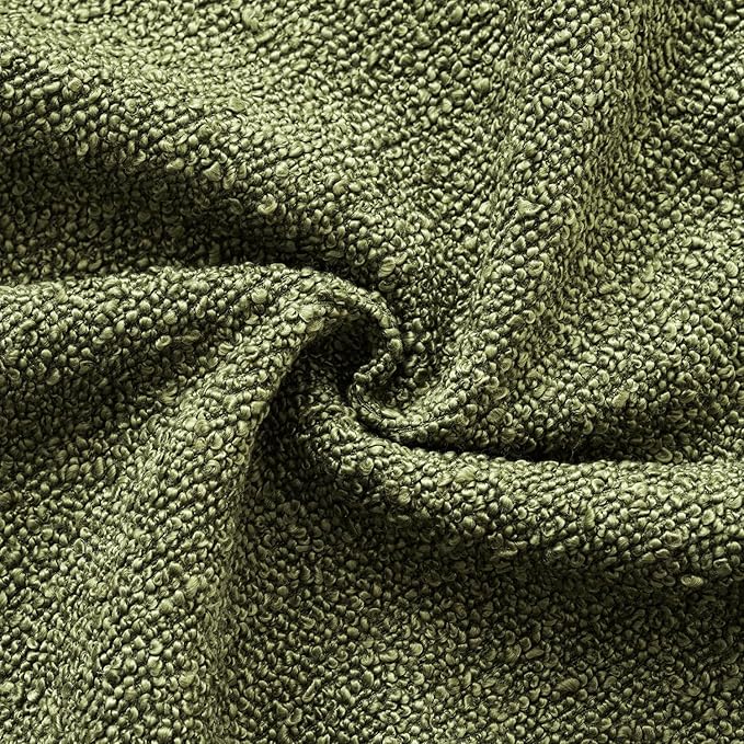 Woaboy Pack of 2 18x18 Inch Decorative Boucle Throw Pillow Covers Textured Square Pillowcaes Accent Solid Cozy Soft Cushion Covers Home Decor for Sofa Couch Living Room Home Decor,Olive Green