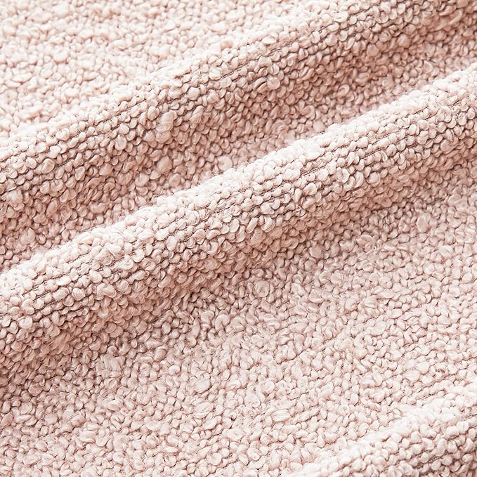 Mixhug Decorative Boucle Throw Pillow Covers, Pink, 12 x 20 Inches, Pack of 2 - Textured Boho Pillow Covers for Couch and Bed