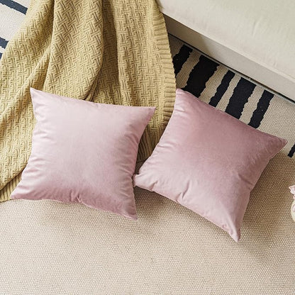 NiNi ALL Decorative Throw Pillow Covers Pack of 2, Velvet Throw Pillow Cases for Couch Pillows Cover Bedroom Living Room Outdoor Pillow Covers 24x24 Inch Dusty Pink