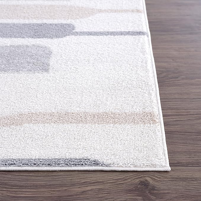 Abani Rugs Cream and Gray 5’3” x 7’6” (5'x8') Contemporary Neutral Paint line Area Rug. Superior Turkish Stain Resistant Area Rug