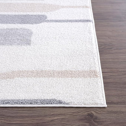 Abani Rugs Cream and Gray 6 ft. x 9 ft. Contemporary Neutral Paint line Area Rug. Superior Turkish Stain Resistant Area Rug